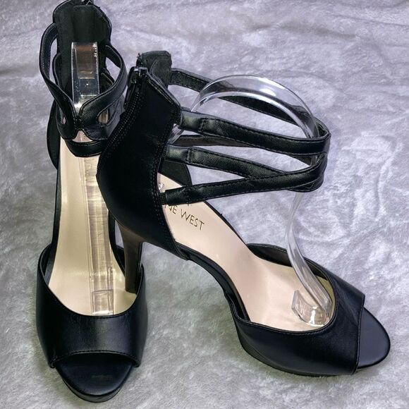 NINE WEST DAICONU 9 Platform Mobwife Black High Heels - Picture 1 of 12